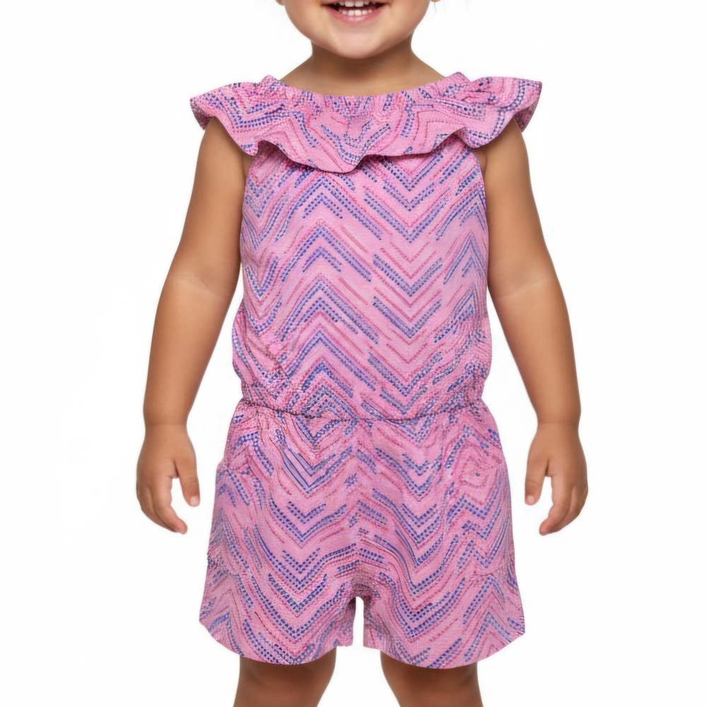 Falls Creek Pink and Blue Chevron Romper